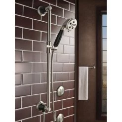 Brizo Rook 1.75 GPM Multi Function Hand Shower Package - Includes Slide Bar, Hose, and Wall Supply -Brizo Sales brizo 88761 handshower and slide bar in luxe nickel matte black 45