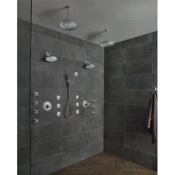 Brizo Rook 1.75 GPM Multi Function Hand Shower Package - Includes Hose, and Wall Supply -Brizo Sales brizo 88861 installed shower system view in chrome 49