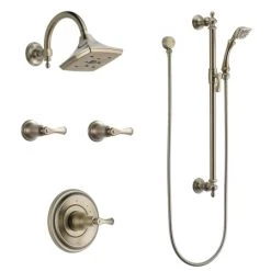 Brizo Sensori Custom Thermostatic Shower System with Showerhead, Volume Controls, and Hand Shower - Valves Included
