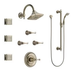 Brizo Sensori Custom Thermostatic Shower System with Showerhead, Volume Controls, Body Sprays, and Hand Shower - Valves Included