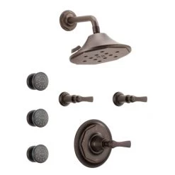 Brizo Sensori Custom Thermostatic Shower System with Showerhead, Volume Controls, and Body Sprays - Valves Included