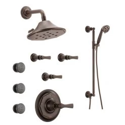 Brizo Sensori Custom Thermostatic Shower System with Showerhead, Volume Controls, Handshower, and Body Sprays - Valves Included