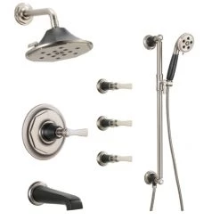 Brizo Sensori Custom Thermostatic Shower System with Showerhead, Volume Controls, Handshower, and Tub Spout - Valves Included