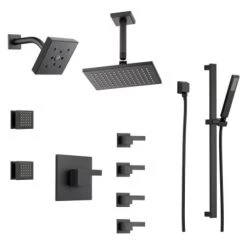 Brizo Sensori Custom Thermostatic Shower System with Wall and Ceiling Showerhead, Volume Controls, Body Sprays, and Hand Shower - Valves Included