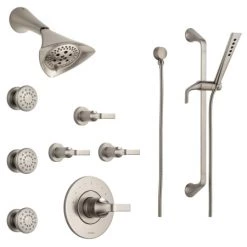 Brizo Sensori Custom Thermostatic Shower System with Showerhead, Volume Controls, Body Sprays, and Hand Shower - Valves Included