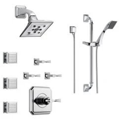Brizo Sensori Custom Thermostatic Shower System with Showerhead, Volume Controls, Body Sprays, and Hand Shower - Valves Included
