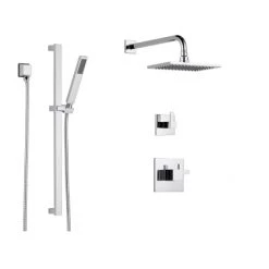 Brizo Thermostatic Shower System with Rain Shower Head, Hand Shower with Slide Bar, and 3 Function Diverter from the Siderna Collection