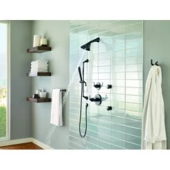 Brizo Shower Trim Package with Multi-Function Shower Head with TempAssure and H2Okinetic Technologies from the Sotria Collection -Brizo Sales brizo t60250 shower system in action 42