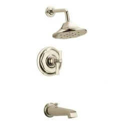 Brizo Rook Thermostatic Tub and Shower Trim Package with Multi-Function H2Okinetic Shower Head, Volume Control, and TempAssure Technology - Less Valve