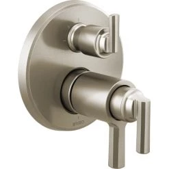 Brizo Levoir Thermostatic Valve Trim with Integrated Volume Control and 3 Function Diverter for Two Shower Applications - Less Rough-In