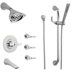 Brizo Sensori Custom Thermostatic Shower System with Showerhead, Volume Controls, Hand Shower, and Tub Spout - Valves Included